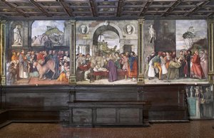 View of the frescoes in the northern wall of the Basilica of St Anthony, School of the Saint, Padua, Italy