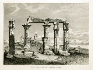 View of the Ruins of Medamot Temple near Thebes, Egypt - Illustration from the Atlas of Egypt by Unknown