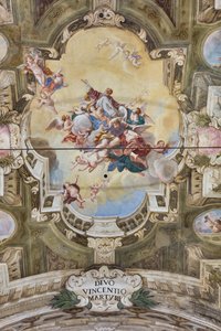 View of the vault with fresco of the Teatini Room, Chiesa di San Vincenzo, Piacenza, Emilia-Romagna, Italy by Unbekannter Künstler