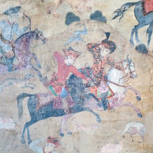 Wall Paintings at Qeysarieh Portal, Naqsh-e Jahan Imam Square, Esfahan, Iran by Unbekannter Künstler