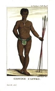 Young San Man, with Spears, South Africa. From Francois Le Vaillant