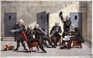 Amateurs Playing a Courante, French Cartoon Against Doctors by Unbekannter Künstler