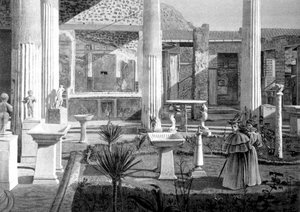 Tourists Visiting the Ruins of Pompeii, Early 20th Century (Drawing) by Unbekannter Künstler