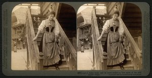 Stereoscopic Card Depicting a Young Swiss Woman in Traditional Costume by Underwood and Underwood