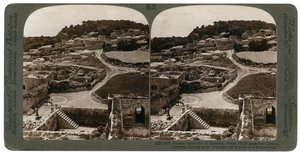 Ancient royal city of Samaria, where Philip preached Christ, looking west, Palestine by Underwood and Underwood