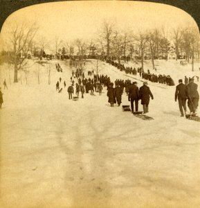 Canadian winter sports - tobogganing by Underwood and Underwood