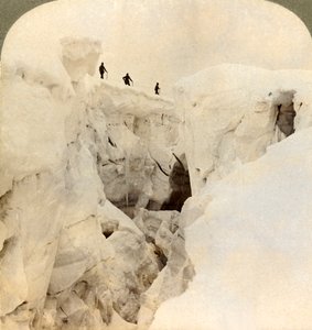 Descent of Mt. Blanc - enormous crevasses near the summit, Alps by Underwood and Underwood