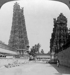 Gopuram, Sri Meenakshi Hindu Temple, Madurai, Tamil Nadu, India, c1900s