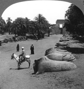 Grand avenue approaching the Temple of Karnak, Thebes, Egypt