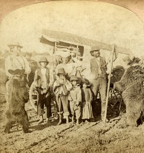 Gypsies and dancing bears on the road by Underwood and Underwood