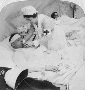 In a British Field Hospital on the Tugela River, South Africa, 2nd Boer War by Underwood and Underwood