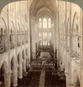 Interior of the Great Notre Dame Cathedral, Paris, France, 1900