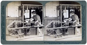 Peasant Housewife Weaving Cotton Cloth, Japan by Underwood and Underwood