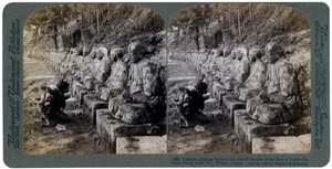 Peasant Praying Before a Row of Statues of the God of Light, Daiya River, Nikko, Japan, 1904