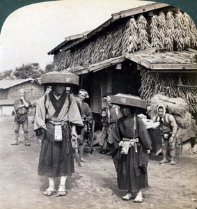 Pilgrim Beggars Beating Little Gongs, Near Lake Kawaguchi, Japan