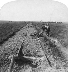 Royal Engineers Repairing a Railway Destroyed by the Boers, Kroonstad, South Africa, 1900 by Underwood and Underwood
