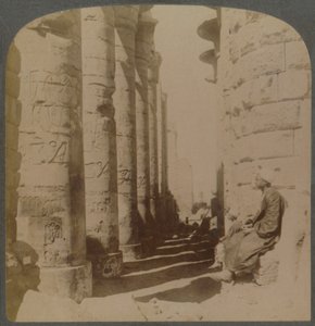 The famous colonnade of the great Hypostyle Hall in the Temple of Karnak, Thebes, Egypt, 1897