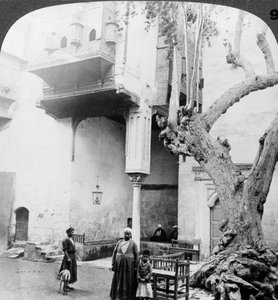 The Harem Windows in the Court of a Wealthy Cairenes House, Cairo, Egypt, 1905 by Underwood and Underwood