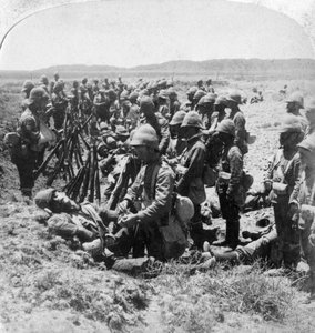 The sad roll call after some of the British were cut off at Dordrecht, 30th December 1900 by Underwood and Underwood