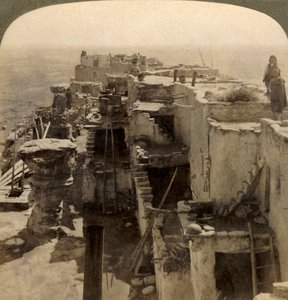 Wolpi, a Chief Pueblo of the Mysterious Moki Race Cliff Dwellers, Arizona, U.S.A., 1901