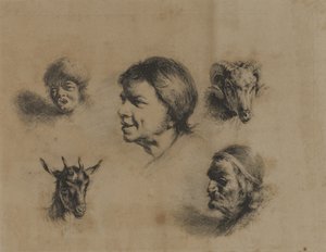 Heads--Three People, Two Animals