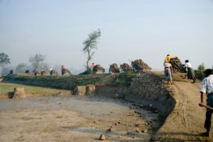 Laborers Carry Soil on Push Carts to the Brick Field in Katiadi, Kishorganj, Bangladesh