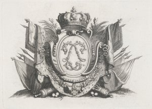 Royal Crest with Crown and Flags and Interlaced