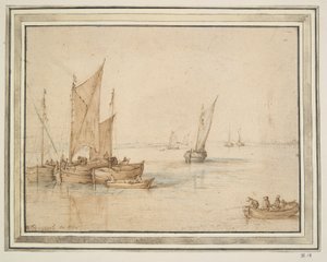 Sailboats at Anchor in Calm Water