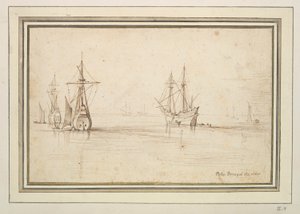 Seagoing Vessels at Anchor in Calm Water by Unknown