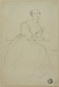 Sketch of Seated Woman in Evening Dress by Unknown
