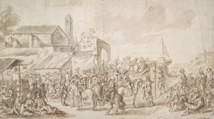 Soldiers Gathered Near a City Gate by Unknown