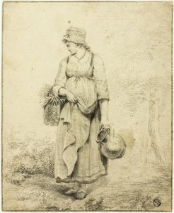 Standing Girl Holding Pitcher and Basket by Unknown