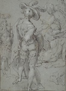 Standing Youth Seen from Behind, and Other Figures by Unknown