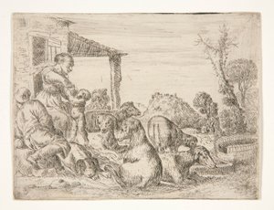 Untitled (Peasant Family with Dogs and Lambs in a Landscape) by Unknown