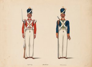 10th Madras Native Infantry and the Madras Artillery by Unknown artist