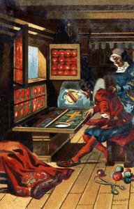 A Chasublier (a worker who makes all kinds of church clothing) in 1546. Chromolithography of the late 19th century by Unknown artist