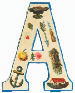 A: anvil, artichoke, arrow, ace of hearts, awl, apple, aster, anchor, arc of Noe, asparaguses