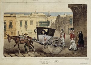 A hitch in the streets of Malta - engraving by Unknown artist