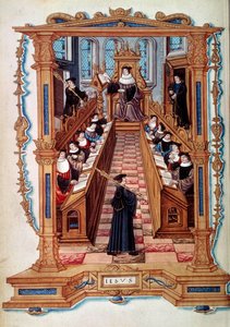 A Master Court in a Room of the Sorbonne University in Paris in the Middle Ages