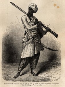 A Mountaineer from Hazara (Punjab, India). Engraving to Illustrate the Voyage to Pandjab and Kashmir, Story by Guillaume Lejean, in 1866, Published in Le tour du monde, nouveau journal des voyages, under the direction of Edouard Charton by Unknown artist