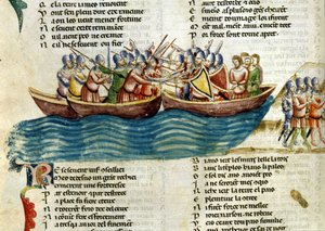 A naval battle. 13th century miniature
