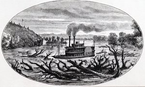 A paddle steamer on the upper Missouri by Unknown artist