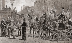 A Policeman Stops the Traffic on a Busy Crossing to Allow Pedestrians to Cross the Road, London, England by Unknown artist