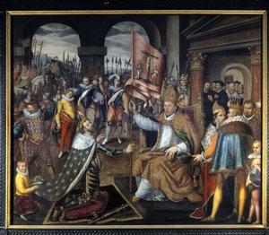 Abjuration of Henry IV (1553 - 1610) in 1572 - anonymous painting of the 16th century, Cathedral of Tournai