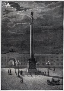 Alexander Column in St. Petersburg, Russia - The Alexander Column in Saint Petersburg - Engraving from 1870 by Unknown artist