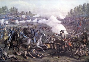 American Civil War: Battle of Opequon or Third Battle of Winchester, Virginia 19 Sept 1864. Engraving of the 19th Century by Unknown artist
