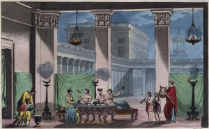Ancient Greece - The Triclinium - Engraving from 