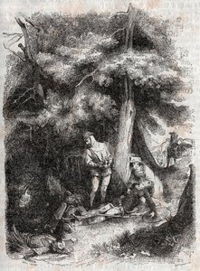 Angelique rescues Medor - engraving of 1851 from 