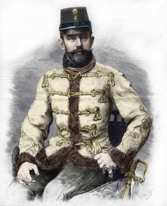 Archduke Rodolph of Habsburg (1858-1889), Crown Prince of Austria. Engraving of 1889 by Unknown artist