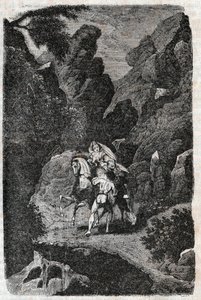Argie attacked by the orders of his bridegroom - engraving of 1851 from Furious Roland (Orlando furioso) (16th century) by Ludovico Ariosto, known as the Ariosta - Edition translated from Italian by the Count of Tressan and published by Gustave Harvard by Unknown artist